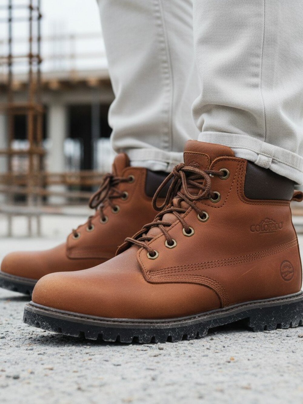 Vintage Colorado Leather Composite Toe Lace-up Work Boots